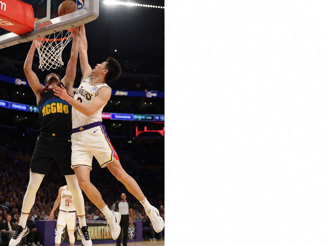 NBA赛场上球员激烈对抗的现场画面